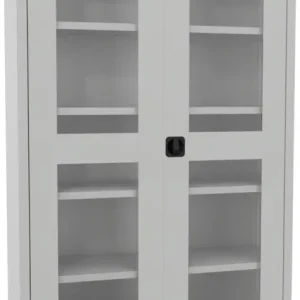 Sonderaktion Pavoy Flügeltürenschrank mit Sichtfenstertüren 1950 x 1200 x 500 mm - 4 Fachböden verzinkt - RAL 7035