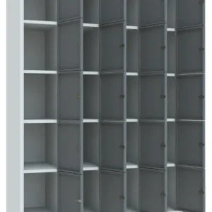 Sonderaktion Pavoy Schließfachschrank mit Sockel und Vollblechtüren 1850 x 1200 x 500 mm - 5 x 4 Fächer mit Drehriegel - RAL 7035 7016