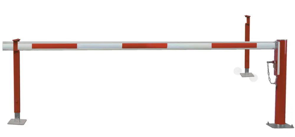 Mannus Drehschranke WES 105 rot weiß mit Sperrbalken und 2 Auflagestützen 2,50 m - mit Profilzylinder Kracherpreis