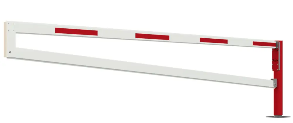 Mannus Drehschranke WES 145 rot weiß mit Trapez-Sperrbügel 4,00 m - mit Feuerwehr-Dreikant Markenprodukt