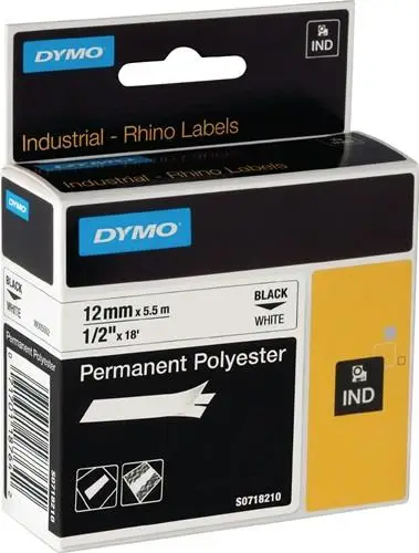 Dymo Schriftband Bandbreite 12 mm Bandlänge 5,5 m schwarz auf weiß Polyesterband - 18483 Bestpreis