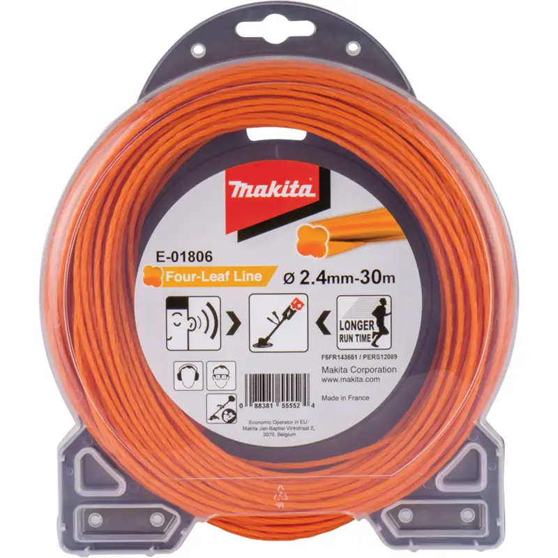 Makita Mähfaden Four-Leaf Orange 30 m Ø 2,4 mm - E-01806 Kracherpreis