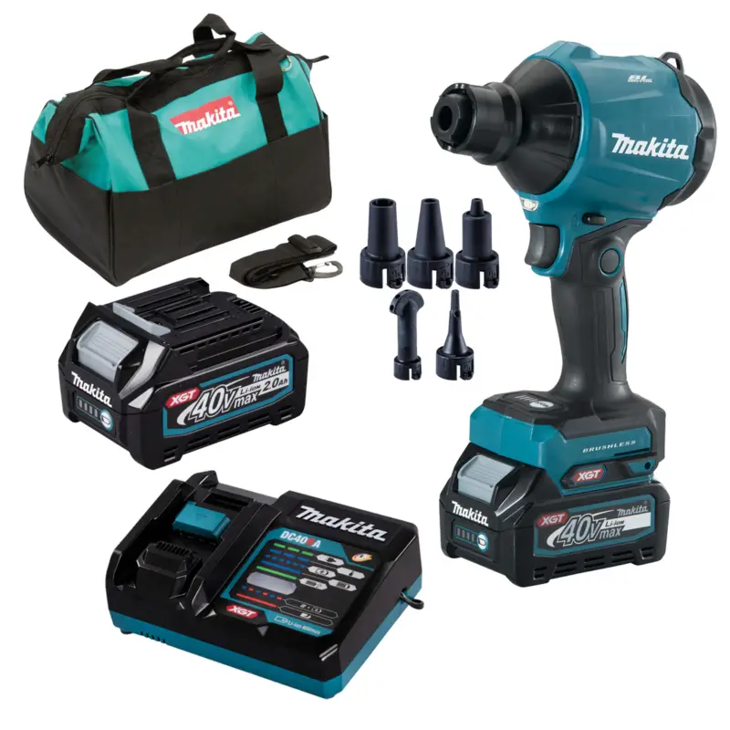 Makita AS001GA102 Akku-Gebläse XGT 40V max. / 1x 2,0 Ah Akku + Ladegerät + Düsen-Set in Transporttasche Top-Angebot
