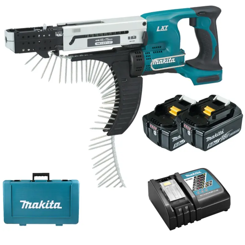Makita DFR750RTE Akku-Magazinschrauber 18 V / 2x 5,0 Ah Akku + Ladegerät im Transportkoffer Preis Gesenkt