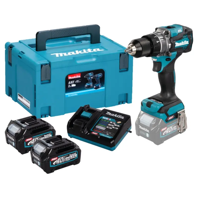Versand Am Gleichen Tag Makita HP001GD201 Akku-Schlagbohrschrauber 40V / 2x 2,5 Ah Akku + Ladegerät im Makpac