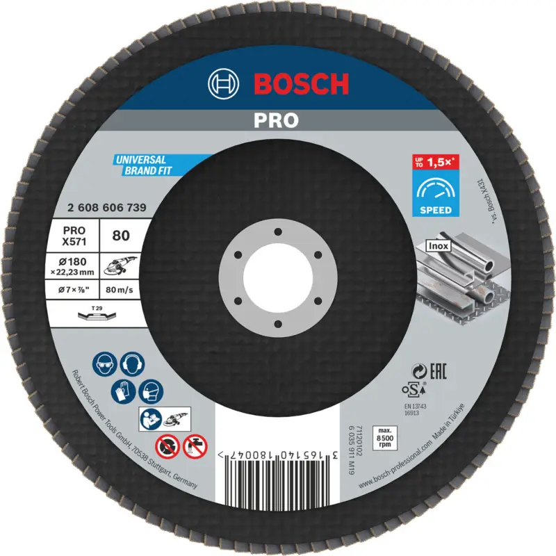 Bosch PRO X571 Fächerschleifscheibe 180 mm G80 - 2608606739 Super-Preis