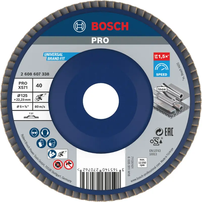 Neu Im Sortiment Bosch PRO X571 Fächerschleifscheibe 115 mm G40 - 2608607338