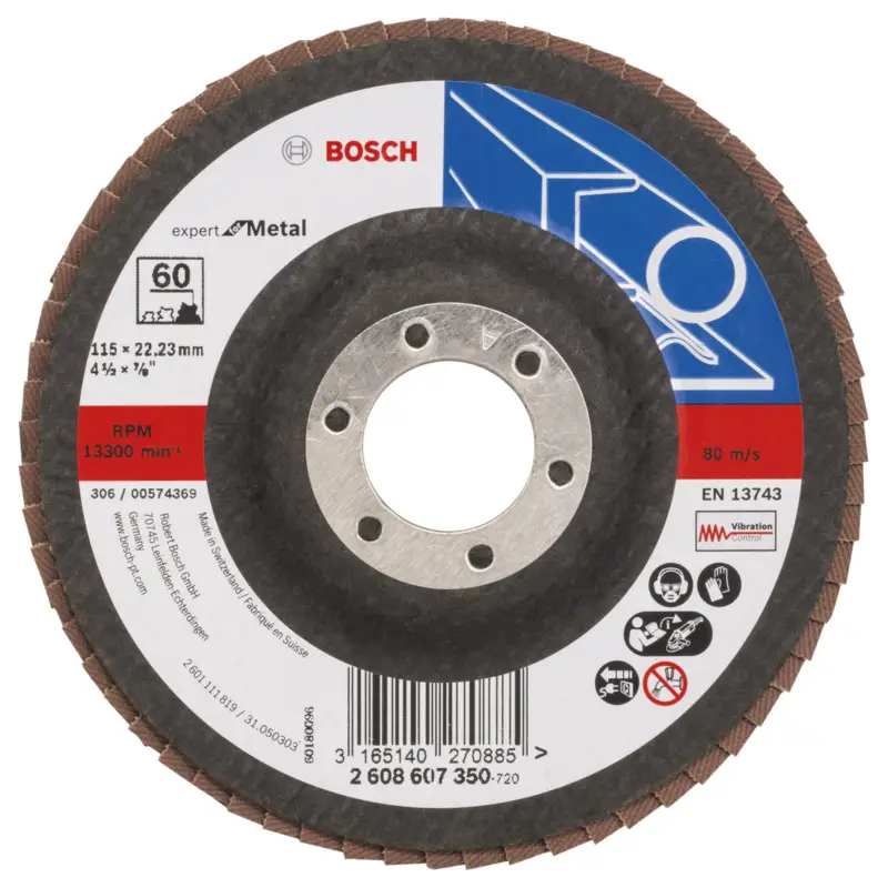 Abverkauf Bosch Fächerschleifscheibe Expert for Metal 115 22,23 60 gerade Glasgewebeteller - 2608607350