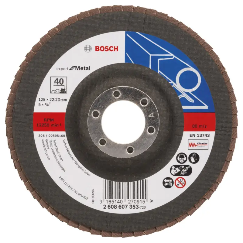 Bosch Fächerschleifscheibe Expert for Metal 125 22,23 40 gerade Glasgewebeteller - 2608607353 Sonderaktion