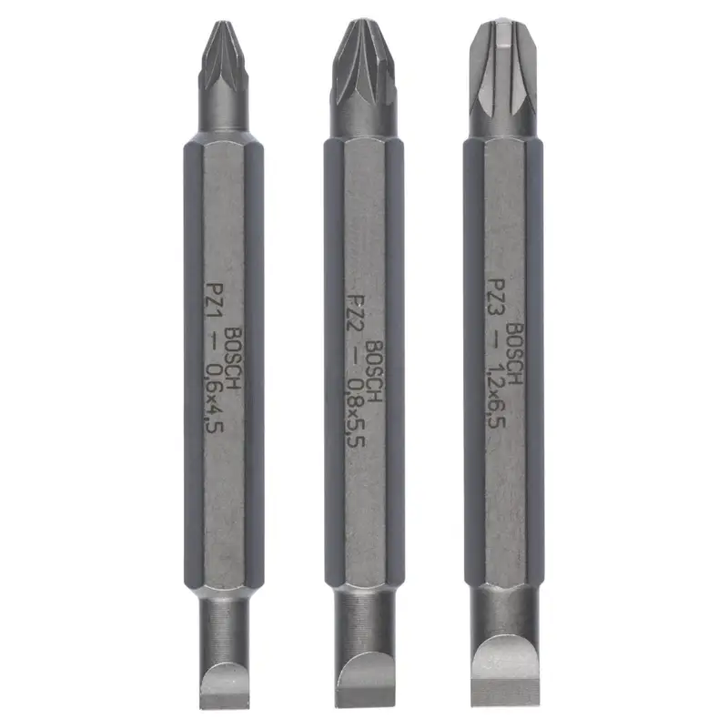 Bosch Doppelklingen-Set, 3tlg. S0,6x4,5, PZ1, S0,8x5,5, PZ2, S1,2x6,5, PZ3, 60 mm -2607001747 Garantierte Lieferung