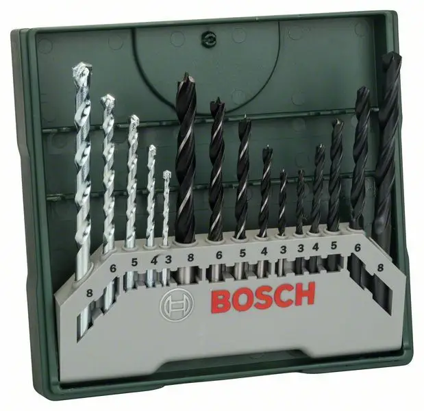 Beliebt Bosch Mini-X-Line Mixed-Set, 15tlg., 5 Stein-, 5 Metall-, 5 Holzbohrer - 2607019675