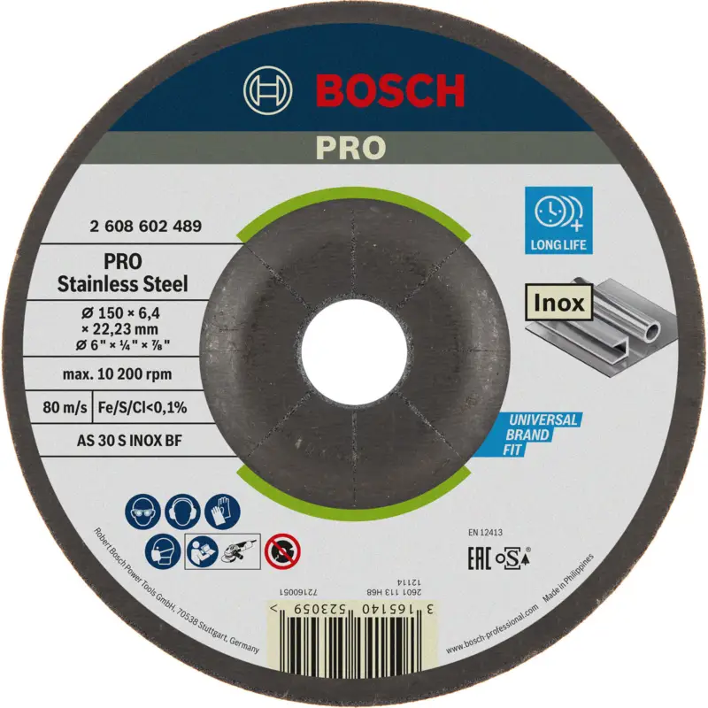 Bosch PRO Stainless Steel Schleifscheibe 150 x 6 x 22,23 mm - 2608602489 Preis Gesenkt