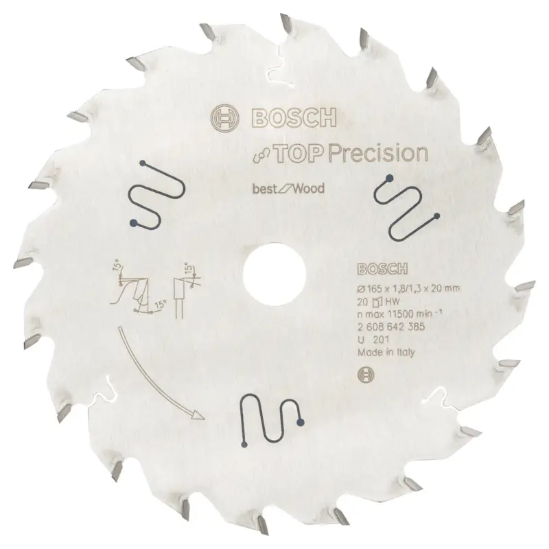 Bosch Kreissägeblatt Top Precision Best for Wood, 165 x 20 x 1,8 mm, 20 - 2608642385 Nur Für Kurze Zeit