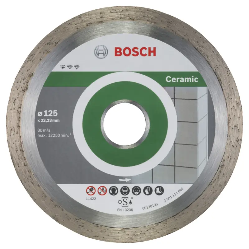 Markenprodukt Bosch 10x Diamanttrennscheibe Standard for Ceramic, 125 x 22,23 x 1,6 x 7 mm - 2608603232
