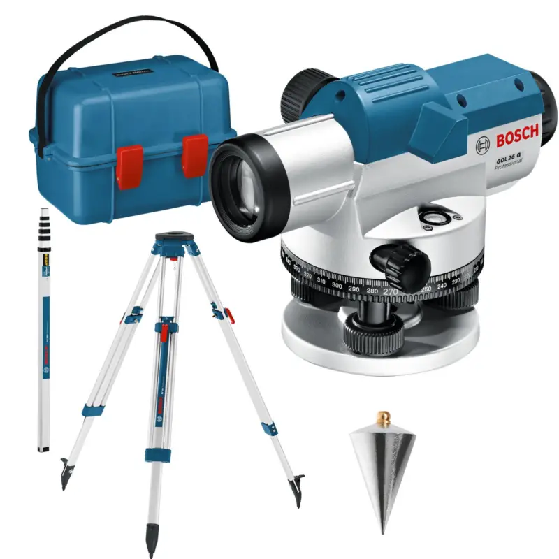 Bosch optisches Nivelliergerät GOL 26 G + Baustativ BT160 + Messlatte GR500 in Transportkoffer - 0601068003 Finale Aktion