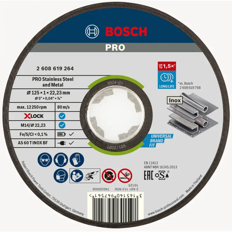 Abverkauf Bosch PRO Stainless Steel and Metal X-Lock Trennscheibe 125 x 1 x 22,23 mm - 2608619264
