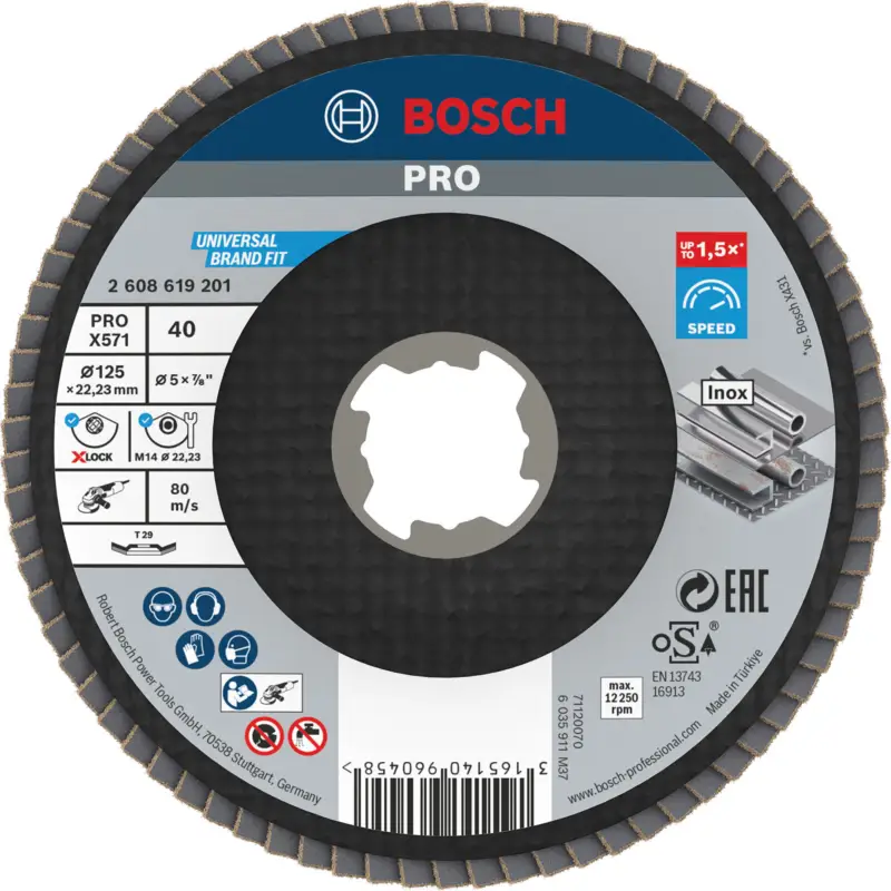 Bosch PRO X571 X-Lock Fächerschleifscheibe 125 mm G40 - 2608619201 Aktuell