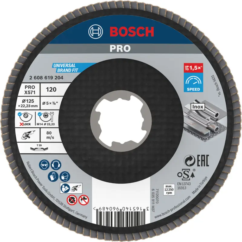 Geprüft Bosch PRO X571 X-Lock Fächerschleifscheibe 125 mm G120 - 2608619204