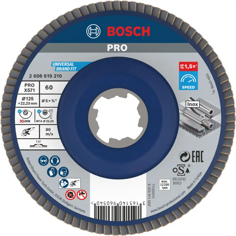 Bosch PRO X571 X-Lock Fächerschleifscheibe 125 mm G60 - 2608619210 Beliebt