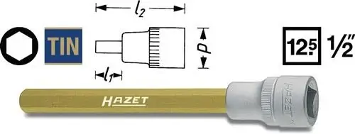 Hazet Steckschlüsseleinsatz 986 1/2" Innen-6-kant SW 5 mm L 60 mm - 986-5 Sale