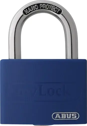 Schneller Versand ABUS Zylindervorhangschloss T65AL/40 blau gl.Schlosskörper-B.43mm Alu.gl. - 49933 3