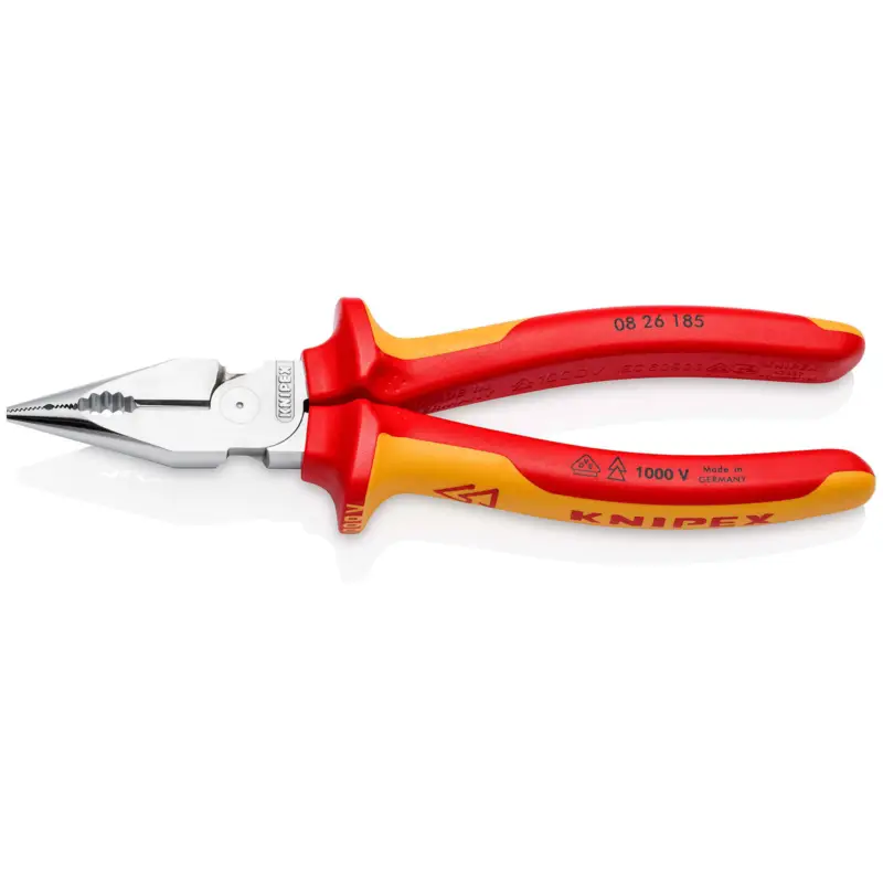 Wochenendangebot Knipex Spitz-Kombizange isoliert mit Mehrkomponenten-Hüllen VDE-geprüft verchromt 185 mm - 0826185