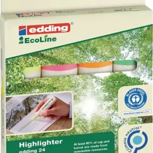 EDDING Textmarker 24 EcoLine gelb/orange/rosa/hellgrün Strich-B.2-5 mm Keilspitze - 4-24-4 Aktuell