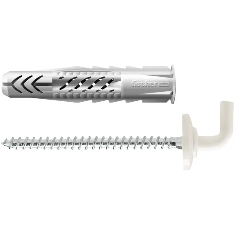 Bestpreis Fischer 25x Universaldübel UX 8X50 WH N mit Rand und Winkelhaken nylonbeschichtet - 94413