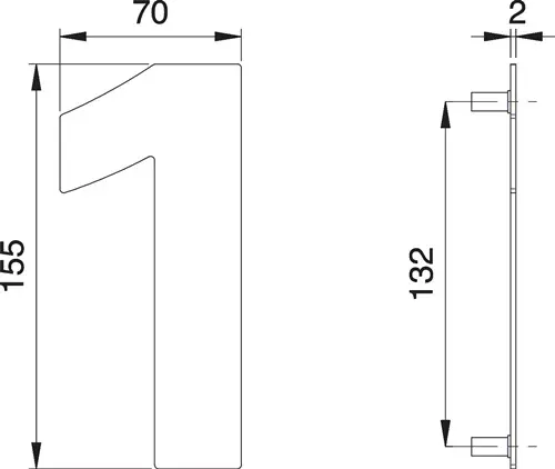 edi Hausnummer Ziffer 1 VA ma 150mm B.70mm - 2501/0000/00 Echt