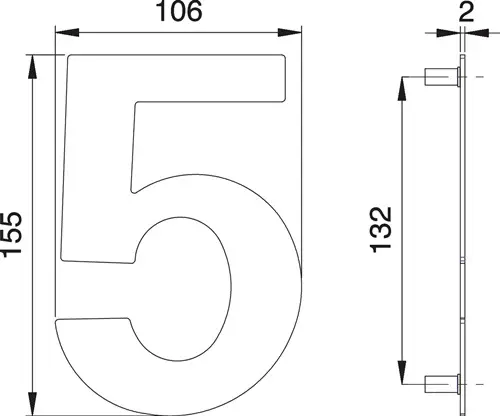 edi Hausnummer Ziffer 5 VA ma 150mm B.106mm - 2505/0000/00 Nur Heute