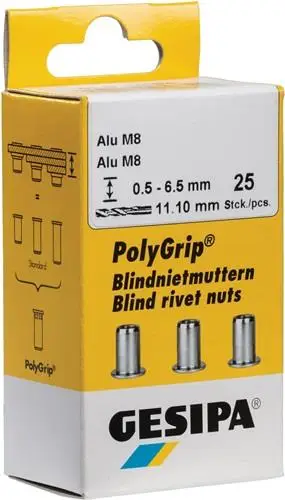 GESIPA Blindnietmutter PolyGrip® Nietschaft d x l 9 x 18 mm M6 - 1464839 Versand Am Gleichen Tag