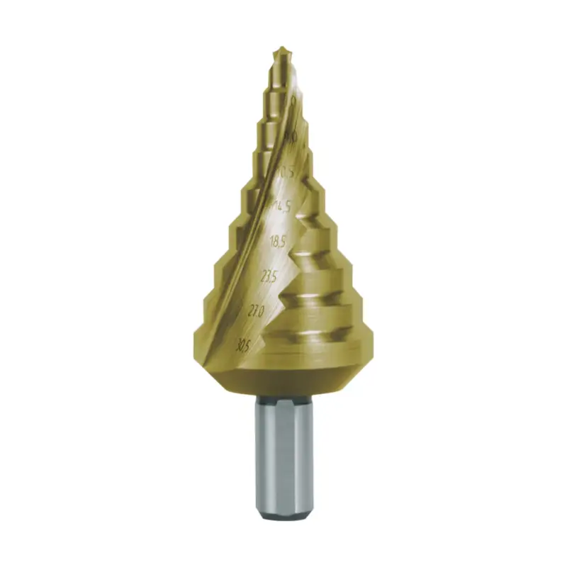 Aktuell RUKO Stufenbohrer HSS-TiN spiralgenutet mit Kreuzanschliff für metrische Kabelverschraubungen Gr. 14 Ø 5,3 - 30,5 mm - 101093T