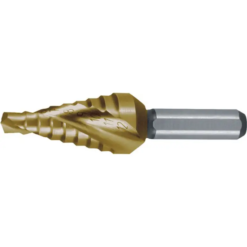 Must-Have RUKO Stufenbohrer HSS-TiN spiralgenutet mit Kreuzanschliff kurz Ø 4 - 12 mm - 101061T