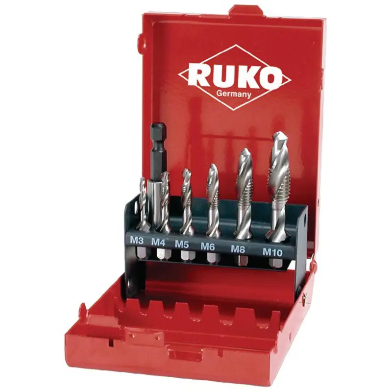 RUKO Kombi-Maschinengewindebohrer-Satz "Kurz" 7tlg. HSS in Industriekassette - R270020 Wochenendangebot