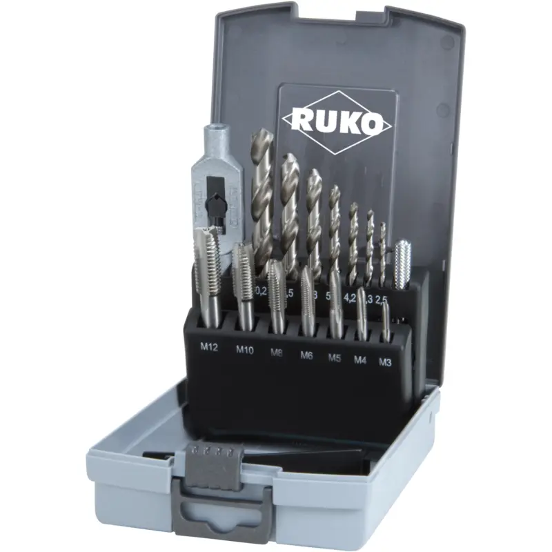 Preisknaller RUKO Einschnittgewindebohrer-Satz HSS in ABS-Kunststoffkassette 15tlg. - 245004RO