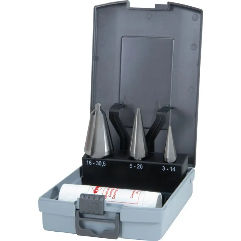 Neuheit RUKO Blechschälbohrersatz HSS-Co 5 4tlg. 3 - 14 / 5 - 20 / 16 - 30,5 mm in ABS-Kunststoffkassette - 101020ERO