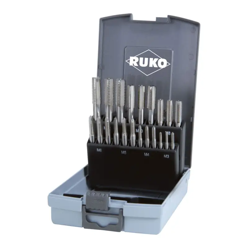RUKO 21-teiliger Handgewindebohrer-Satz M DIN 352 HSSE-Co 5 in Kunststoffkassette - 245001ERO Billig