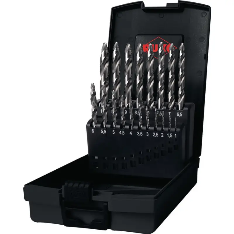 Must-Have RUKO Spiralbohrersatz HSS-G DIN 338 ULTIMATECUT FLOWSTEP 19tlg. Ø 1 - 10 mm in Kunststoffkassette - 259214RO