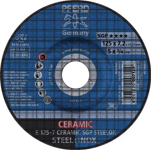 Markenprodukt PFERD Schruppscheibe CERAMIC SGP STEELOX D 125 x S 7 mm - 62212300