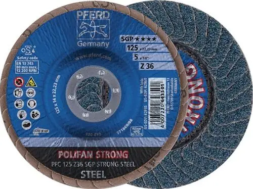 Kracherpreis PFERD Fächerscheibe POLIFAN Z SGP STRONG STEEL Ø 125 mm Körnung 50 konisch - 67788125