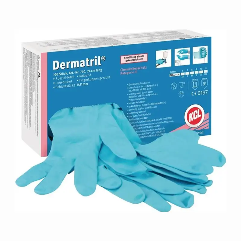 Honeywell 100x Einweghandschuhe Dermatril 740 blau Gr. 7 - 740/7 Preisknaller