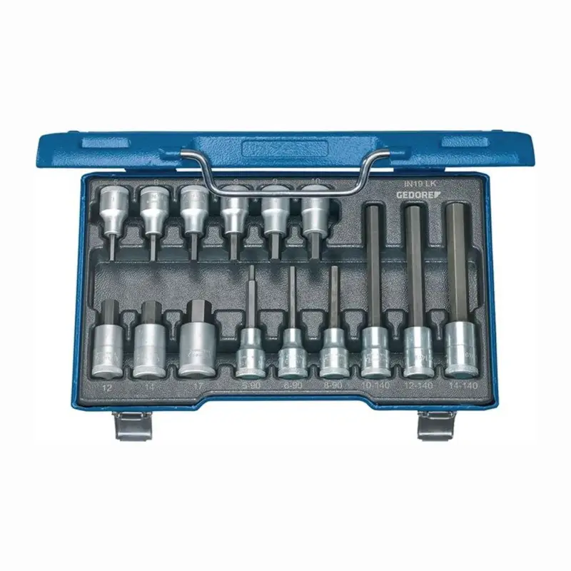 Gedore Steckschlüsselsatz IN 19 LKM 15tlg. 1/2" SW 5-17 mm für Innen-6-kant - 6129360 Markenprodukt