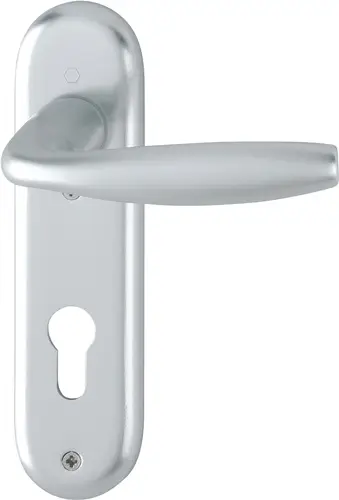 Aktuell HOPPE Kurzschildgarnitur NY 1810/273KP Alu.F1 PZ rd Drückergrt - 3273098