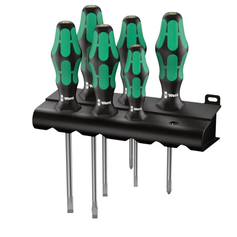 Wera 334/6 Rack Schraubendrehersatz Kraftform Plus Lasertip + Rack - 105650 Preiswert