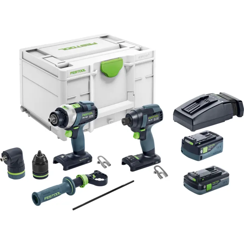 Festool Schrauber- und Bohrer-Set TID 18 5,0/4,0-Set TPC 18/4 / 1x 4,0 + 1x 5,0 Ah Akku + Ladegerät + Zubehör im Systainer - 577654 Preisreduziert