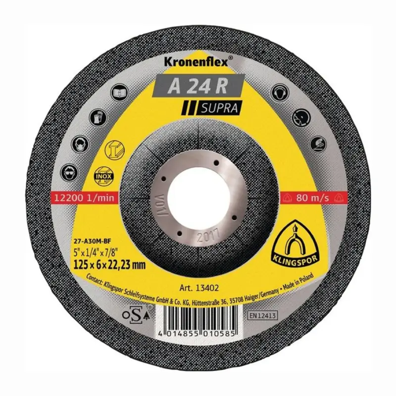KLINGSPOR Schruppscheibe A 24 R Supra D 125 x S 6 mm - 13402 Preisknaller