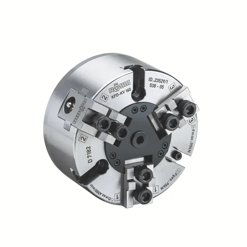 Sonderangebot Röhm Kraftspannfutter KFD 160, 3-Backen, mit Kreuzversatz, Zylindrische Zentrieraufnahme - 023529