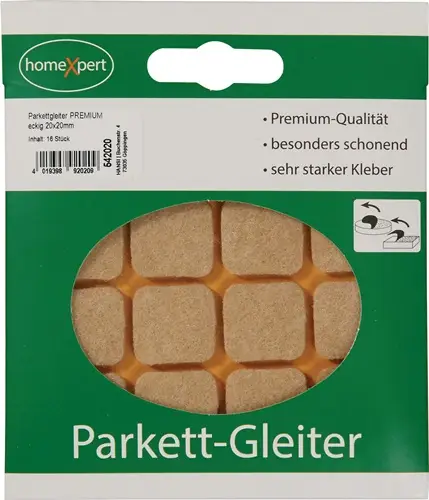 Neue Kollektion Parkettgleiter Premium 20 x 20mm Filz natur eck.selbstkl. - 542020