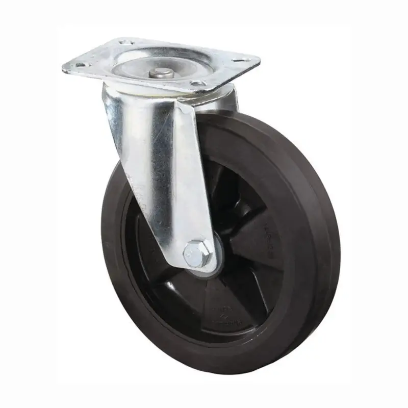 Rabatt BS Rollen Lenkrolle mit Anschraubplatte Elastik-Vollgummi schwarz Rollenlager 100 mm 140 kg - L400.B60.100