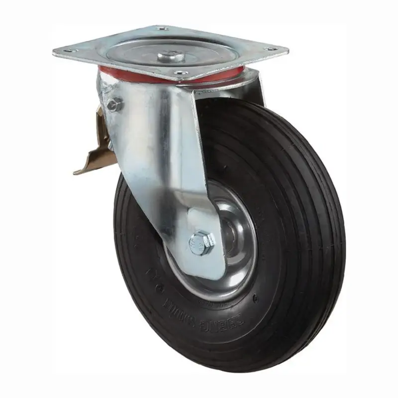 Top-Seller BS Rollen Lenkrolle mit Anschraubplatte und Totalfeststeller Gummi Luftrad Rollenlager 260 mm 200 kg - L420.C90.260